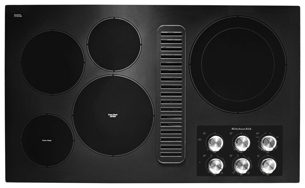 Kitchenaid KCED606GBL 36" Electric Downdraft Cooktop With 5 Elements - Black