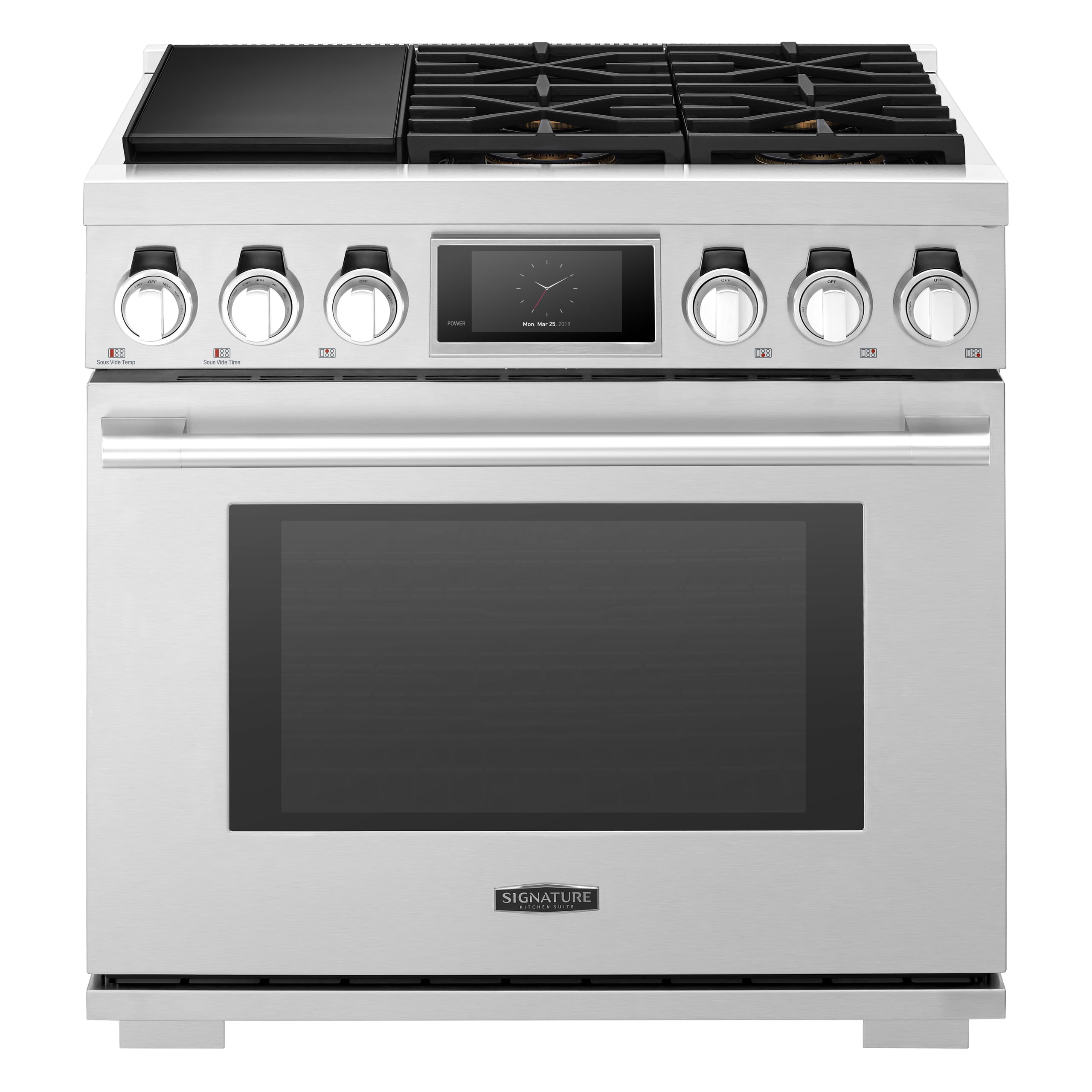 Signature Kitchen Suite SKSDR360SS 36-Inch Dual-Fuel Pro Range With Steam-Combi Oven And Sous Vide