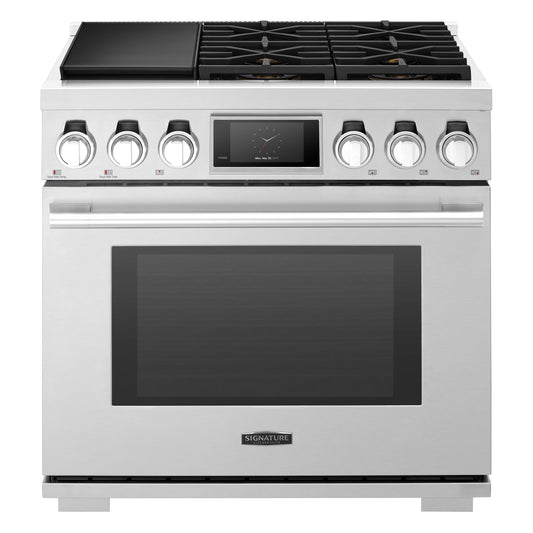 Signature Kitchen Suite SKSDR360SS 36-Inch Dual-Fuel Pro Range With Steam-Combi Oven And Sous Vide