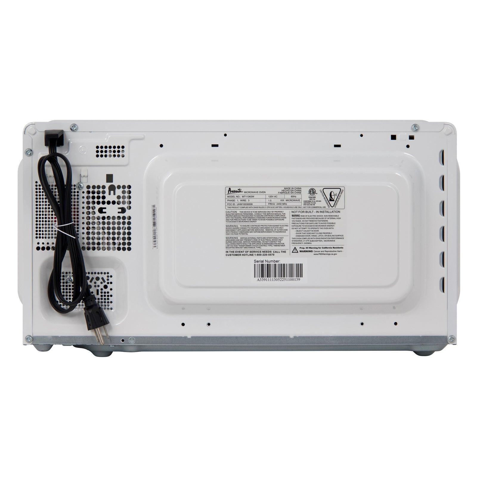 Avanti MT113K0W 1.1 Cu. Ft. Microwave Oven