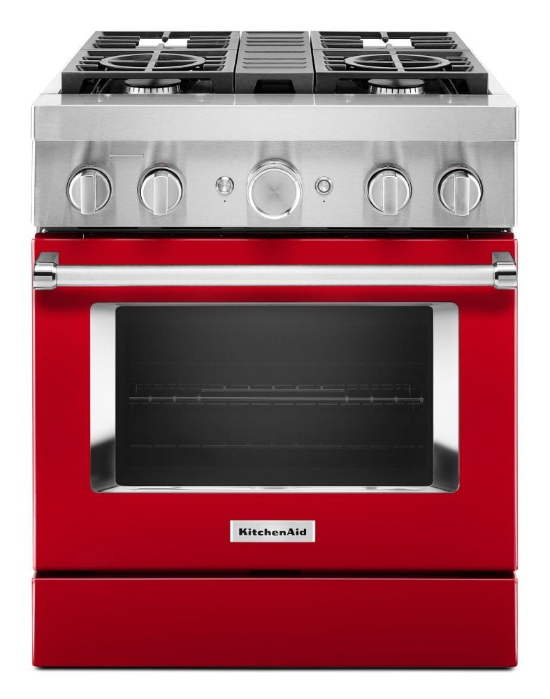 Kitchenaid KFDC500JPA Kitchenaid® 30'' Smart Commercial-Style Dual Fuel Range With 4 Burners - Passion Red