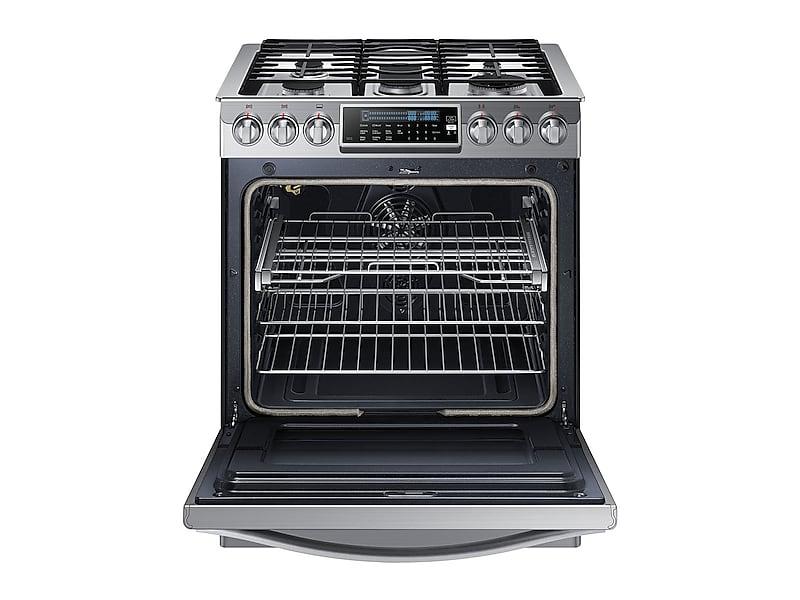 Samsung NX58H9950WS 5.8 Cu. Ft. Chef Collection Slide-In Gas Range With True Convection In Stainless Steel