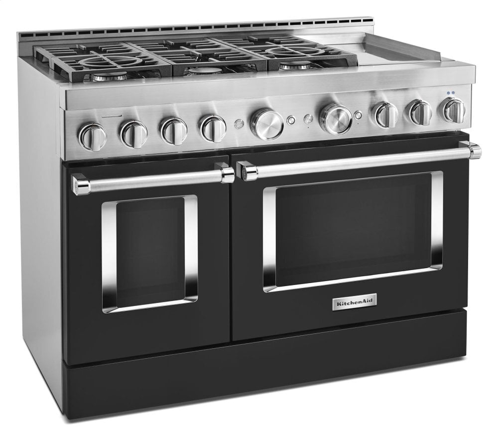 Kitchenaid KFGC558JBK Kitchenaid® 48'' Smart Commercial-Style Gas Range With Griddle - Imperial Black