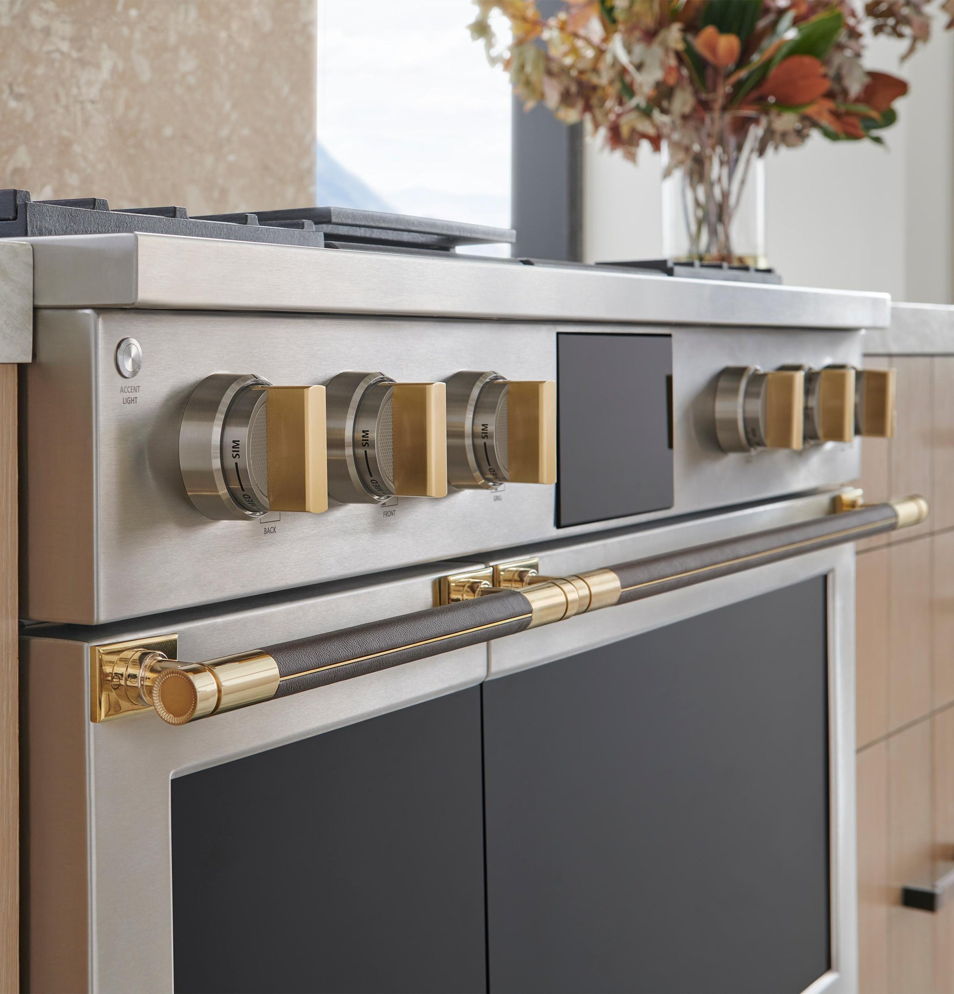 Monogram ZXPR48HLTB1 Monogram 48" Designer Collection Brass Long Handle For Pro Range