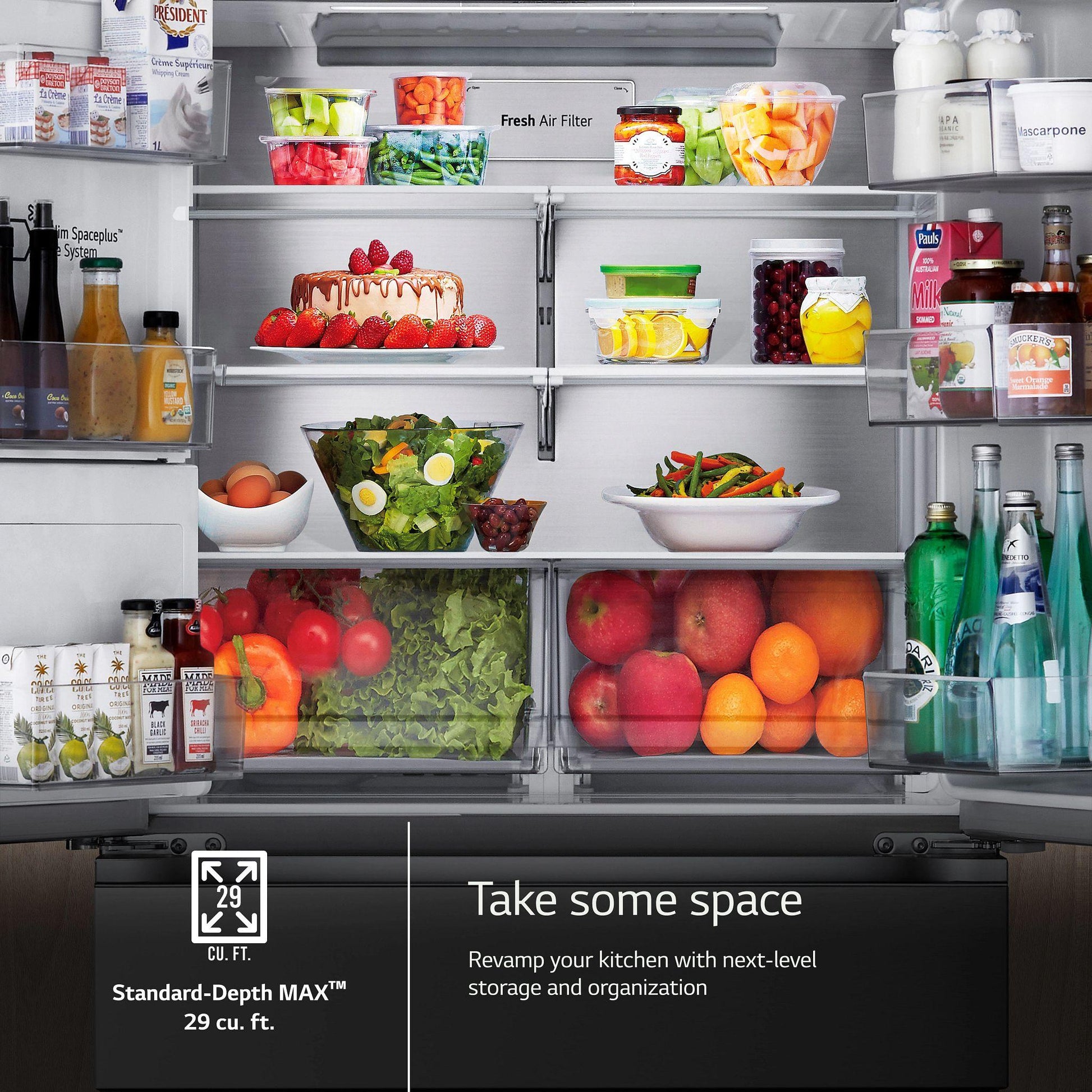 Lg LF29S8330S 29 Cu. Ft. Smart Standard-Depth Max™ 4-Door French Door Refrigerator With Full-Convert Drawer™