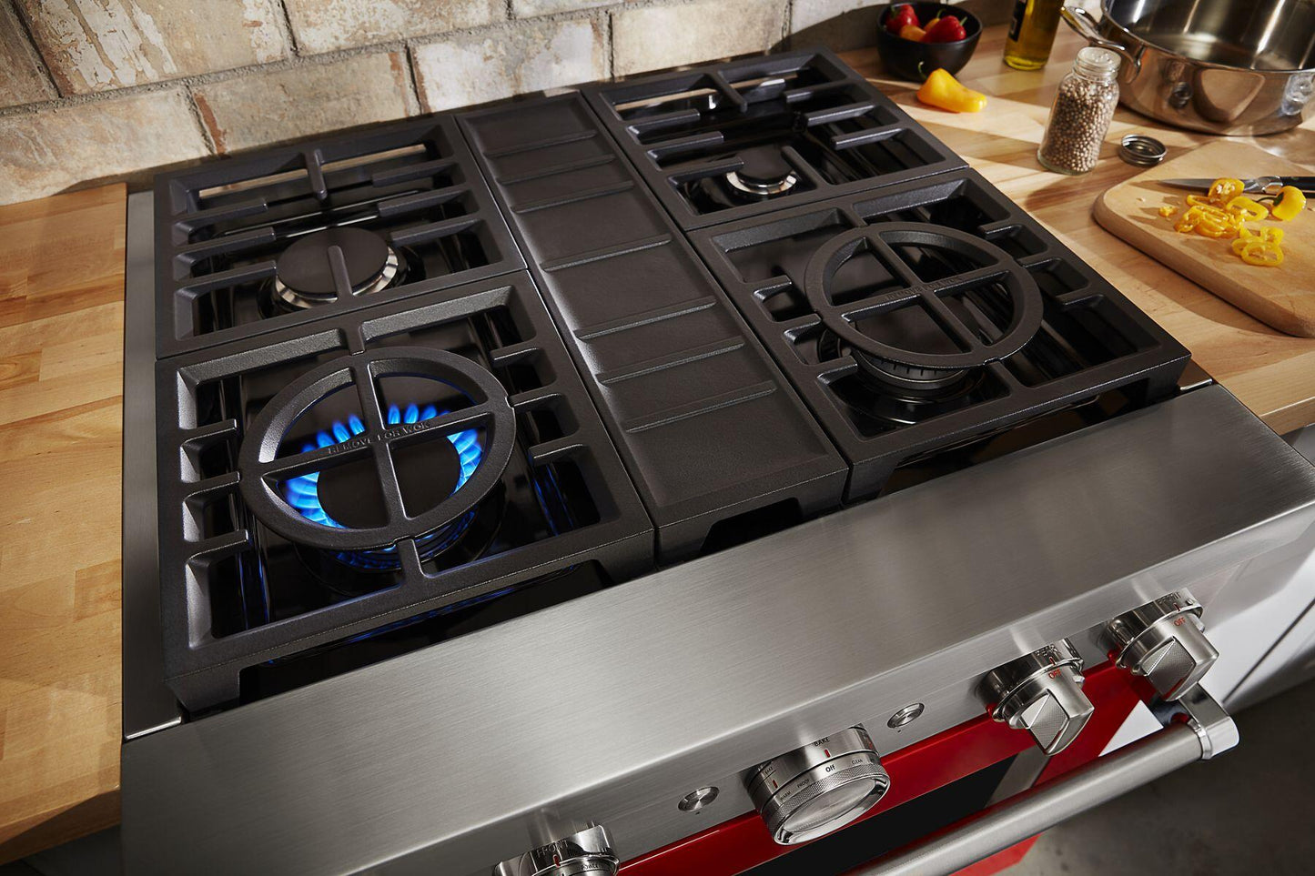 Kitchenaid KFDC500JPA Kitchenaid® 30'' Smart Commercial-Style Dual Fuel Range With 4 Burners - Passion Red