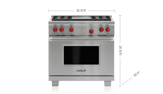 Wolf DF36450GSPLP 36" Dual Fuel Range - 4 Burners And Infrared Griddle