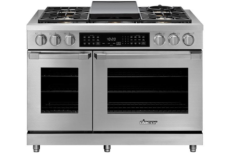 Dacor HDPR48SLP 48" Dual Fuel Pro Range, Silver Stainless Steel, Liquid Propane
