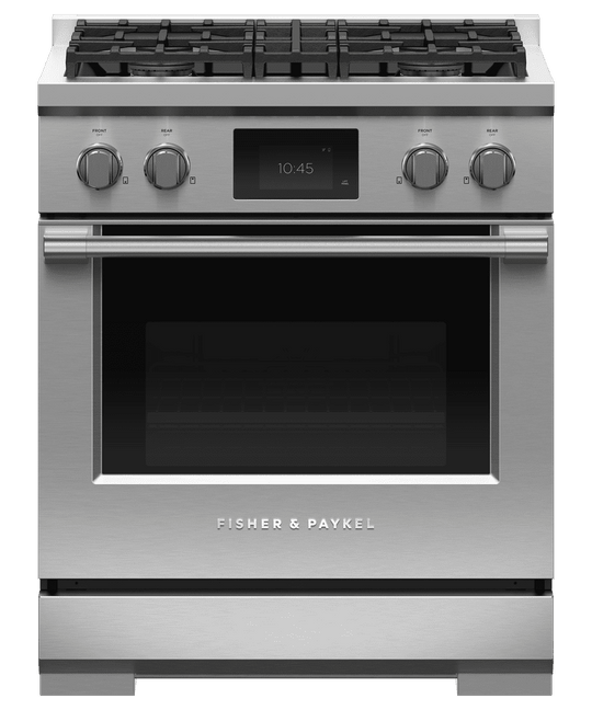 Fisher & Paykel RDV3304L Dual Fuel Range, 30", 4 Burners, Self-Cleaning, Lpg