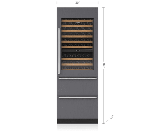 Sub-Zero IW30CILH 30" Designer Wine Storage With Refrigerator/Freezer Drawers - Panel Ready