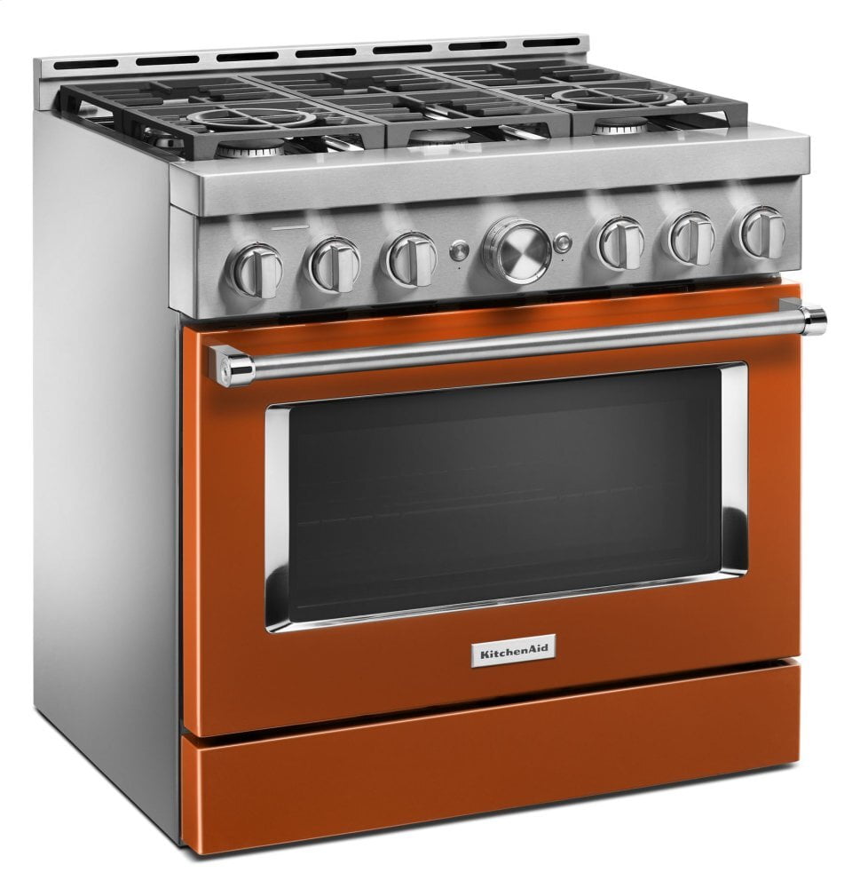 Kitchenaid KFGC506JSC Kitchenaid® 36'' Smart Commercial-Style Gas Range With 6 Burners - Scorched Orange
