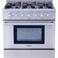 Thor Kitchen HRG3618ULP 36 Inch Professional Liquid Propane Gas Range In Stainless Steel