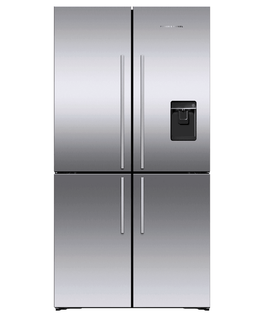 Fisher & Paykel RF203QDUVX1 Freestanding Quad Door Refrigerator Freezer, 36", 18.9 Cu Ft, Ice & Water
