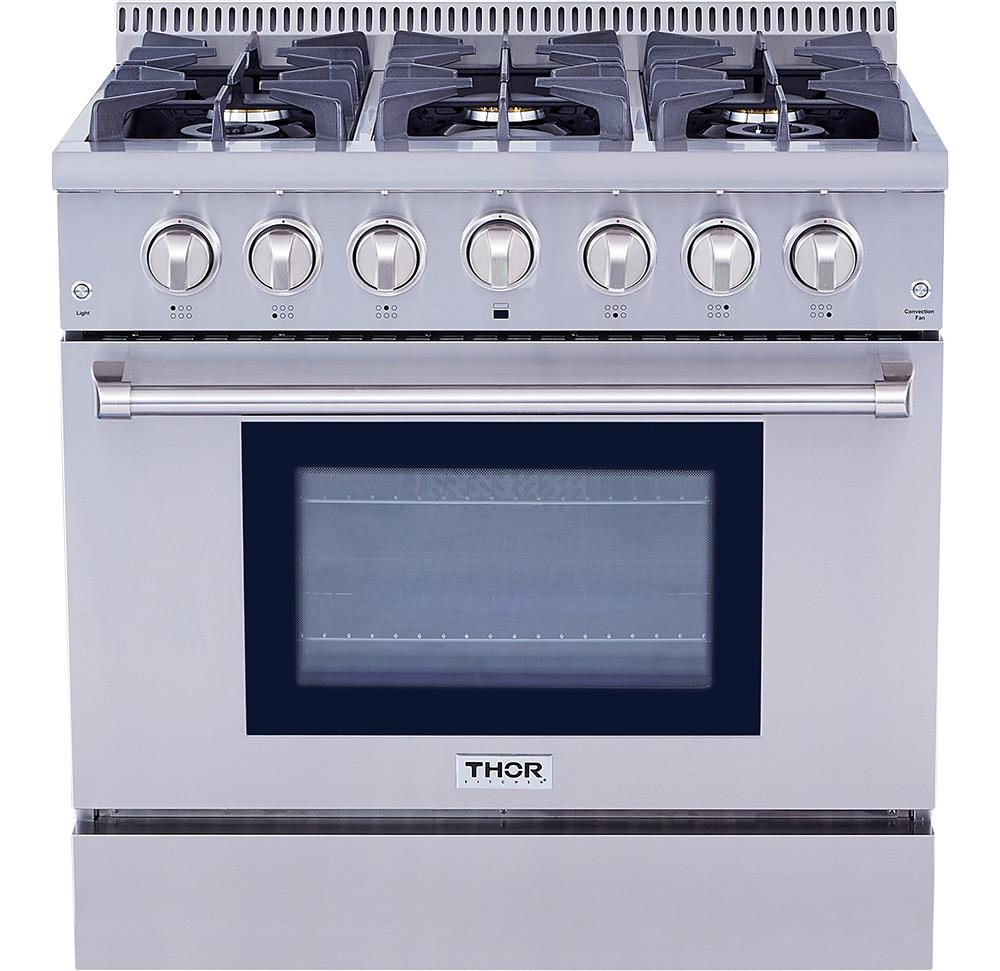 Thor Kitchen HRG3618ULP 36 Inch Professional Liquid Propane Gas Range In Stainless Steel