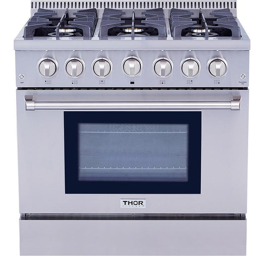 Thor Kitchen HRG3618ULP 36 Inch Professional Liquid Propane Gas Range In Stainless Steel