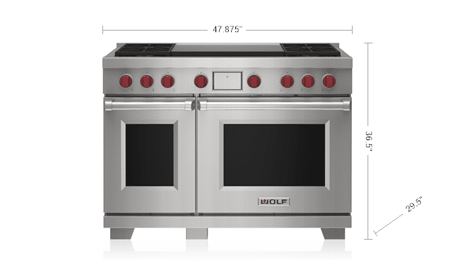 Wolf DF48450DGSPLP 48" Dual Fuel Range - 4 Burners And Infrared Dual Griddle