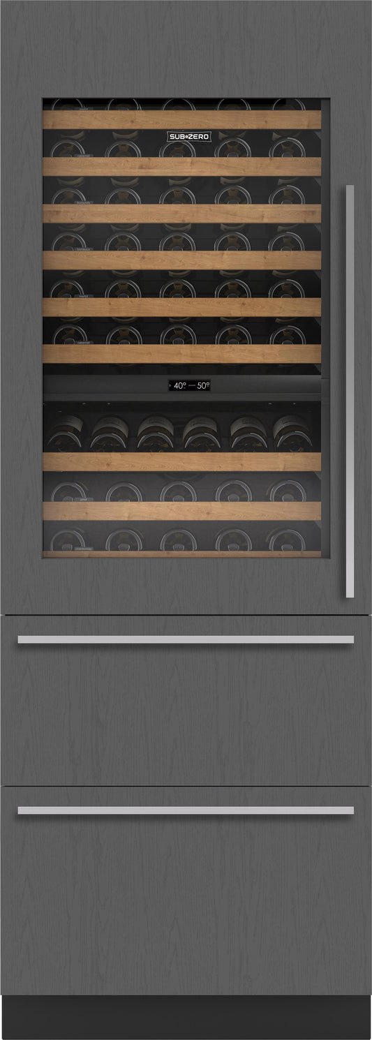 Sub-Zero DET3050WRAR 30" Designer Wine Storage With Refrigerator Drawers - Panel Ready