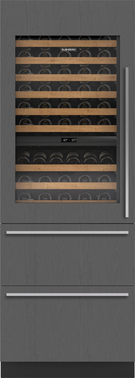 Sub-Zero DET3050WRAR 30" Designer Wine Storage With Refrigerator Drawers - Panel Ready