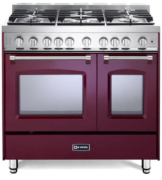Verona VPFSGG365DBU Burgundy 36" Gas Double Oven Range - Prestige Series