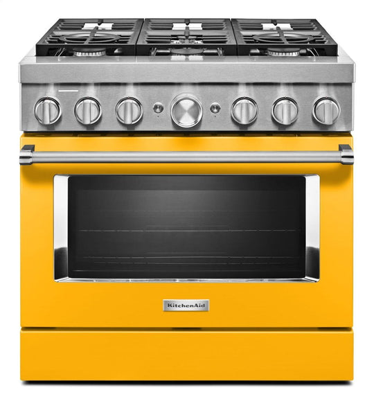 Kitchenaid KFDC506JYP Kitchenaid® 36'' Smart Commercial-Style Dual Fuel Range With 6 Burners - Yellow Pepper