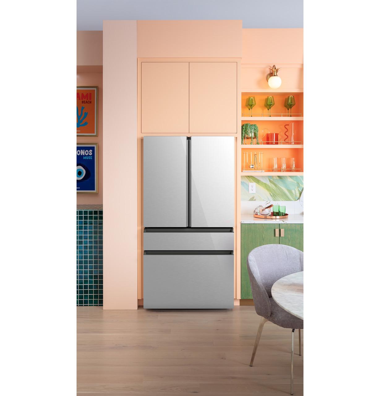 Cafe CGE29DM5TS5 Café™ Energy Star® 28.7 Cu. Ft. Smart 4-Door French-Door Refrigerator In Platinum Glass With Dual-Dispense Autofill Pitcher