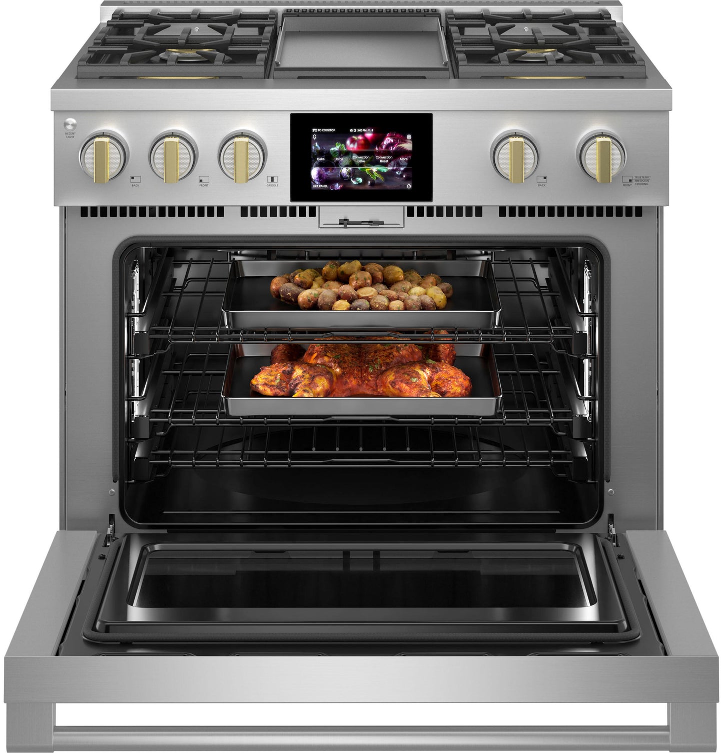 Monogram ZDP364NDTSS Monogram 36" Dual-Fuel Professional Range With 4 Burners And Griddle (Natural Gas)