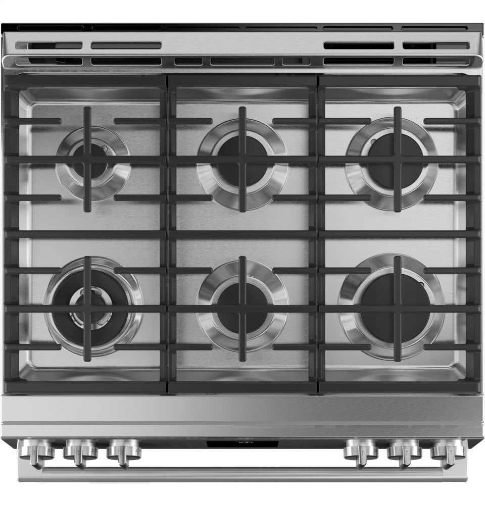 Cafe CGS700M2NS5 Café 30" Smart Slide-In, Front-Control, Gas Range With Convection Oven In Platinum Glass
