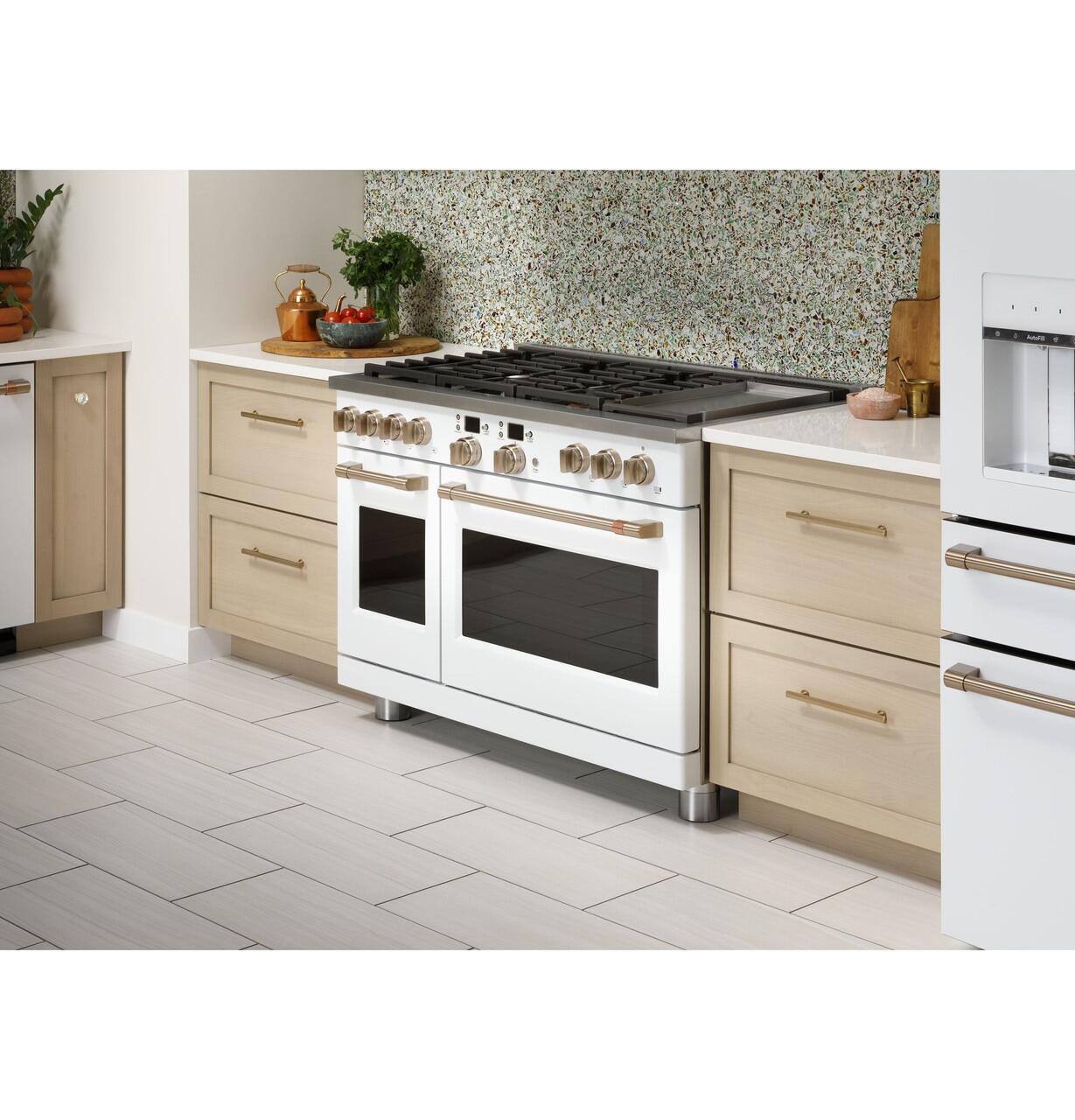 Cafe C2Y486P4TW2 Café™ 48" Smart Dual-Fuel Commercial-Style Range With 6 Burners And Griddle (Natural Gas)