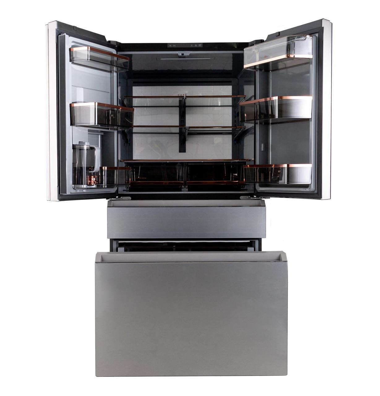 Cafe CGE29DM5TS5 Café™ Energy Star® 28.7 Cu. Ft. Smart 4-Door French-Door Refrigerator In Platinum Glass With Dual-Dispense Autofill Pitcher