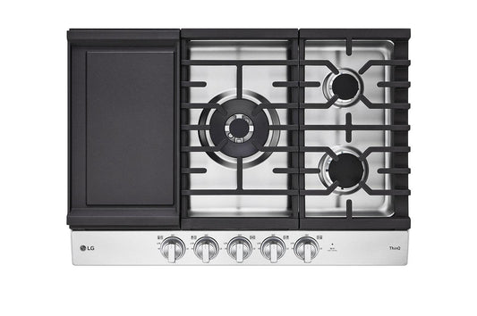 Lg CBGJ3027S 30" Smart Gas Cooktop With Ultraheat™ 22K Btu Dual Burner And Led Knobs