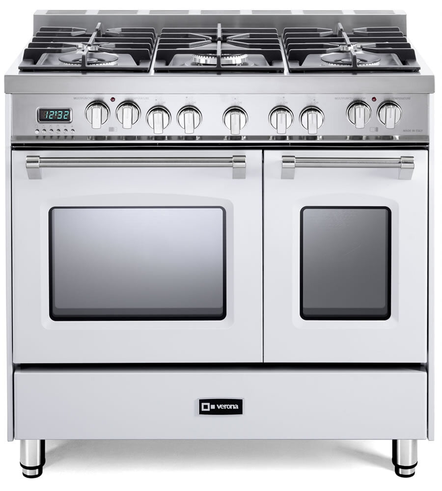 Verona VPFSGE365DW White 36" Prestige Dual Fuel Double Oven Range