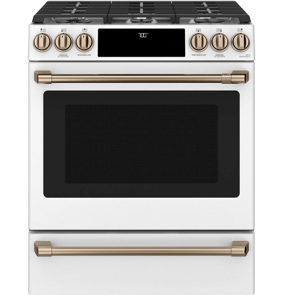 Cafe CGS700P4MW2 Café 30" Smart Slide-In, Front-Control, Gas Range With Convection Oven
