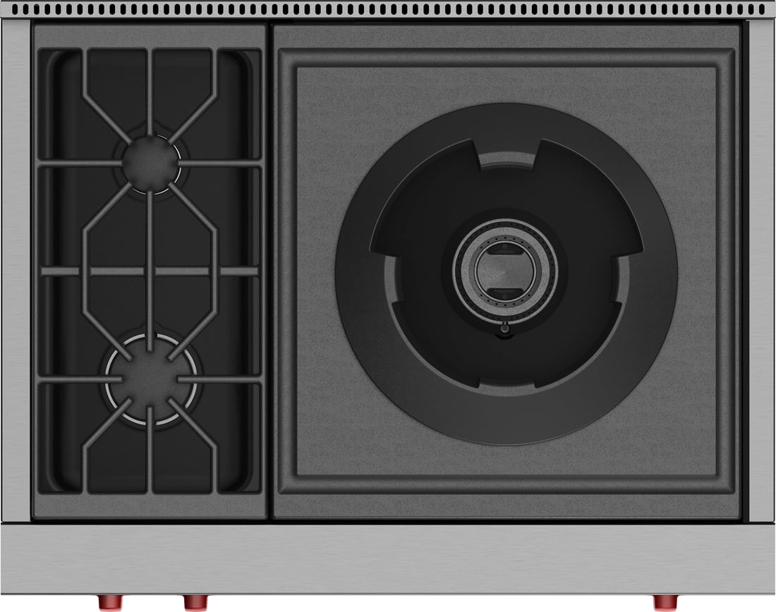 Wolf SRT362W 36" Sealed Burner Rangetop - 2 Burners And Wok Burner