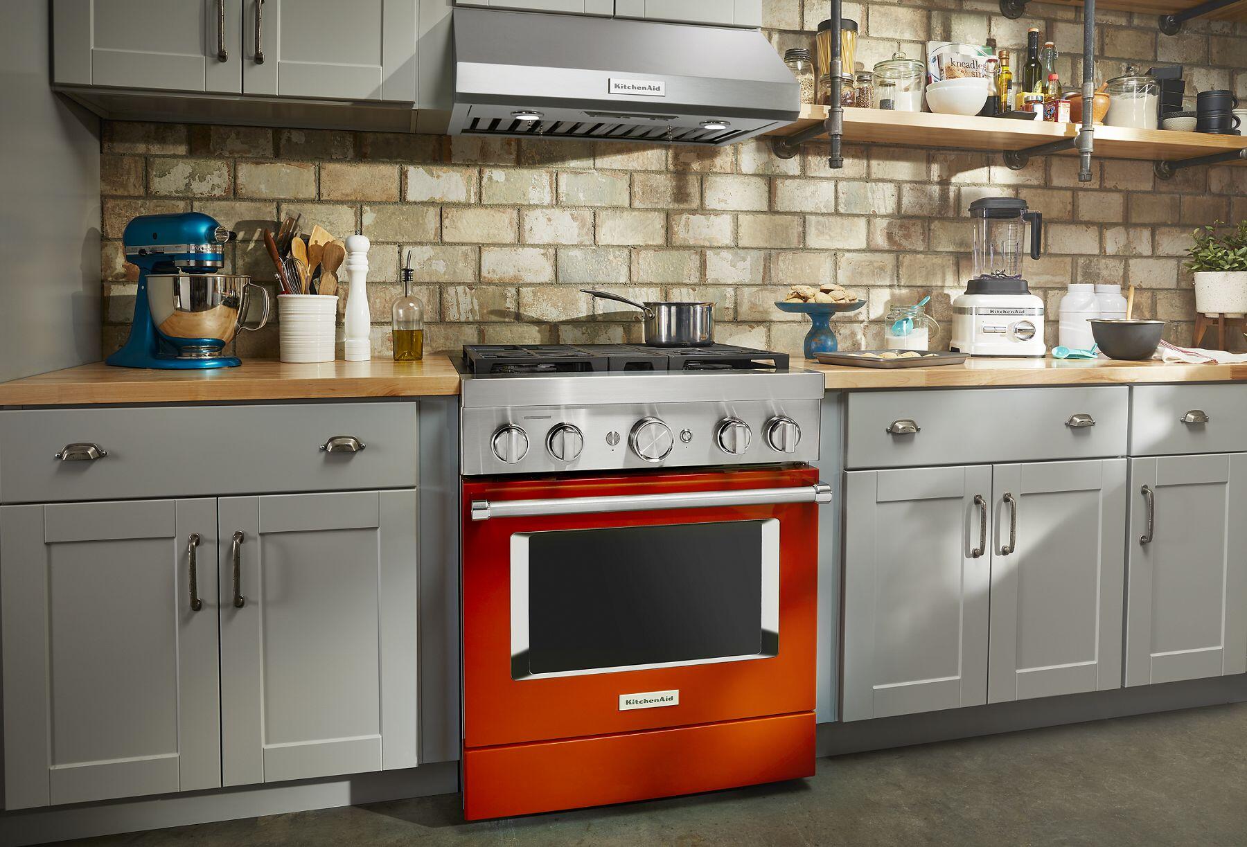 Kitchenaid KFDC500JSC Kitchenaid® 30'' Smart Commercial-Style Dual Fuel Range With 4 Burners - Scorched Orange