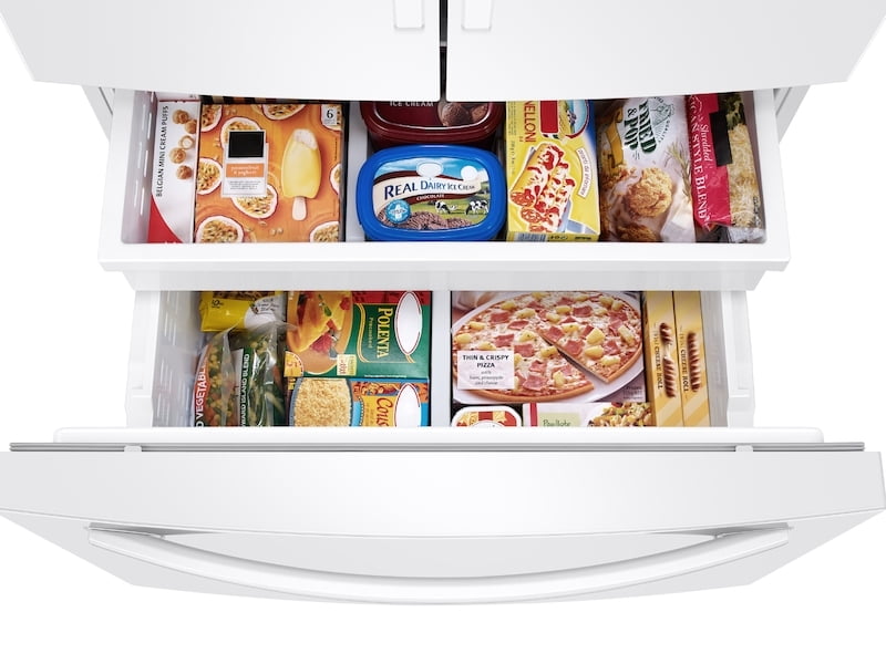 Samsung RF27T5201WW 27 Cu. Ft. Large Capacity 3-Door French Door Refrigerator With External Water & Ice Dispenser In White