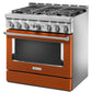 Kitchenaid KFGC506JSC Kitchenaid® 36'' Smart Commercial-Style Gas Range With 6 Burners - Scorched Orange