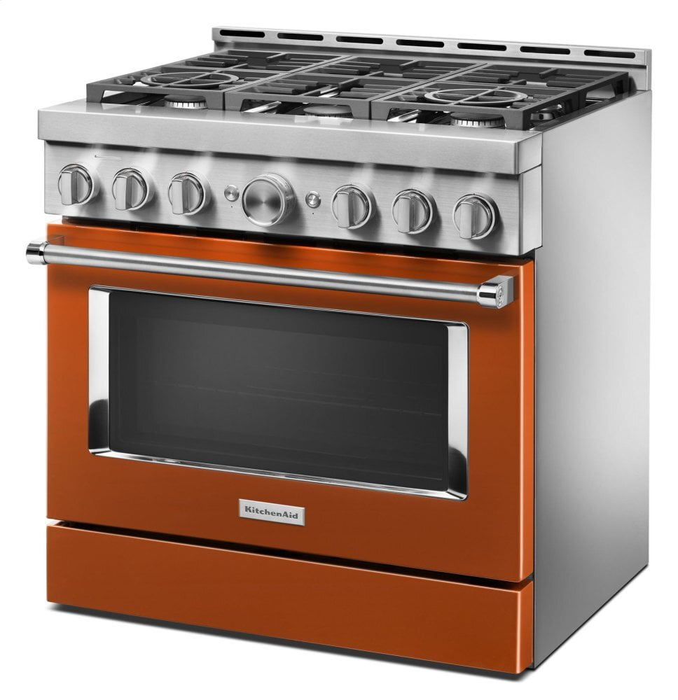 Kitchenaid KFGC506JSC Kitchenaid® 36'' Smart Commercial-Style Gas Range With 6 Burners - Scorched Orange