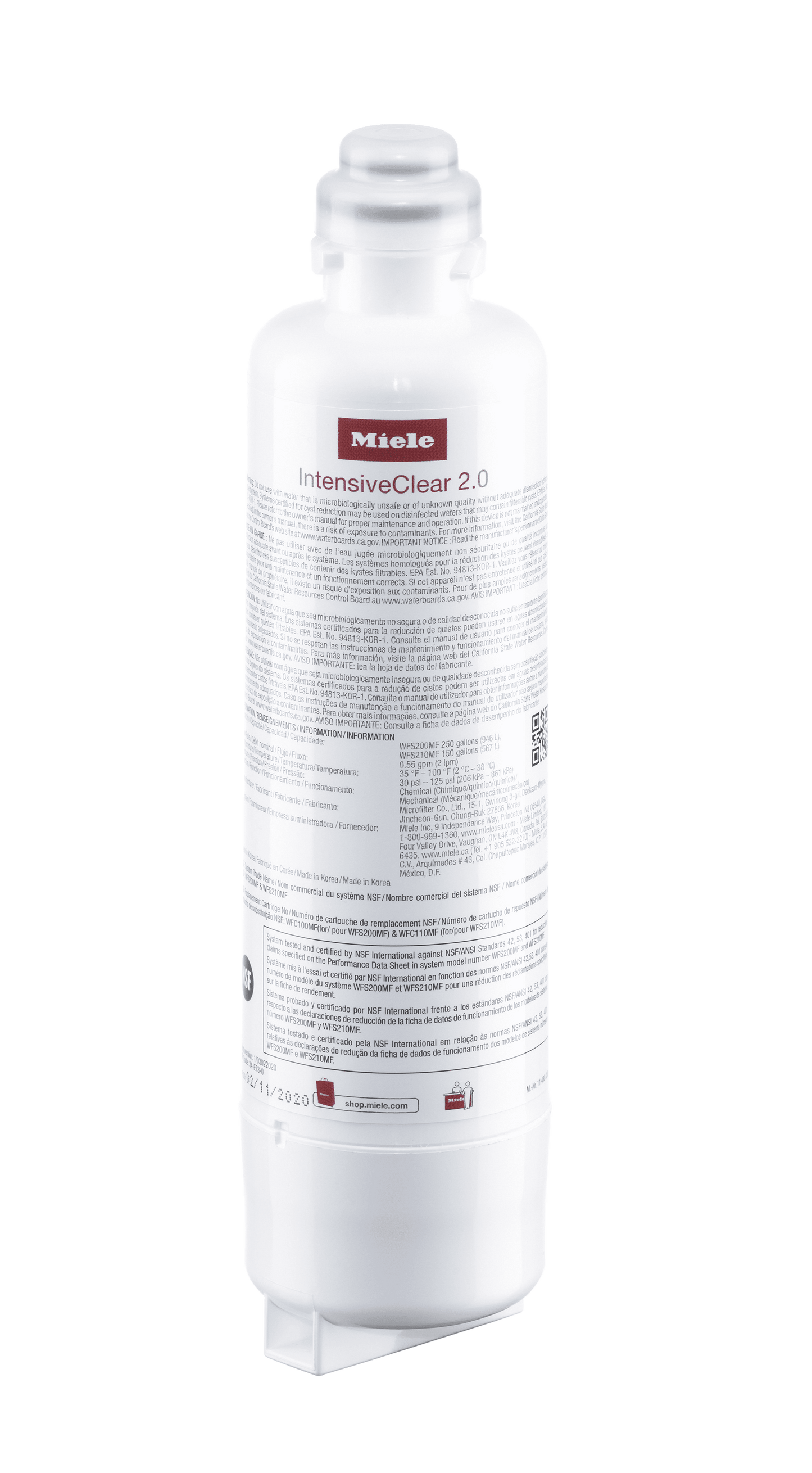 Miele KWF2000 Kwf 2000 - Intensiveclear 2.0 Water Filter With Active Charcoal For Mastercool F 2Xx2 And Kf 2Xx2