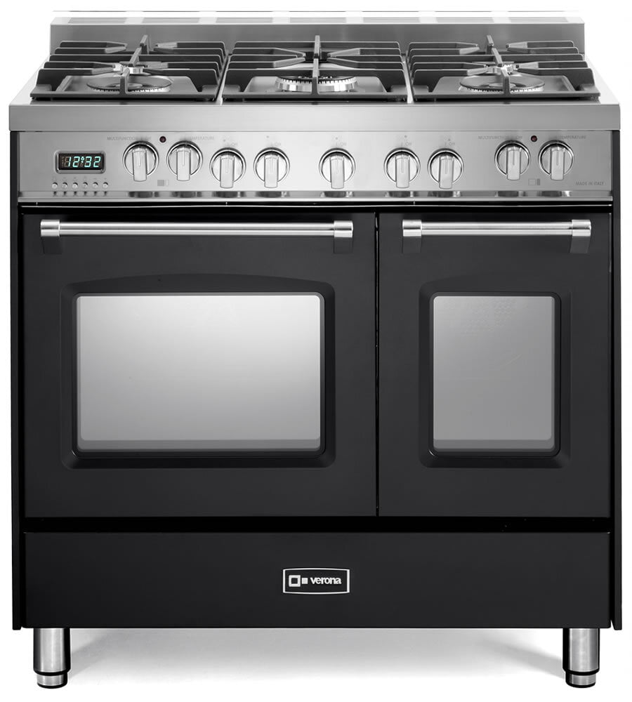 Verona VPFSGE365DE Matte Black 36" Prestige Dual Fuel Double Oven Range