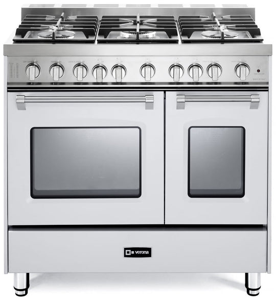 Verona VPFSGG365DW White 36" Gas Double Oven Range - Prestige Series