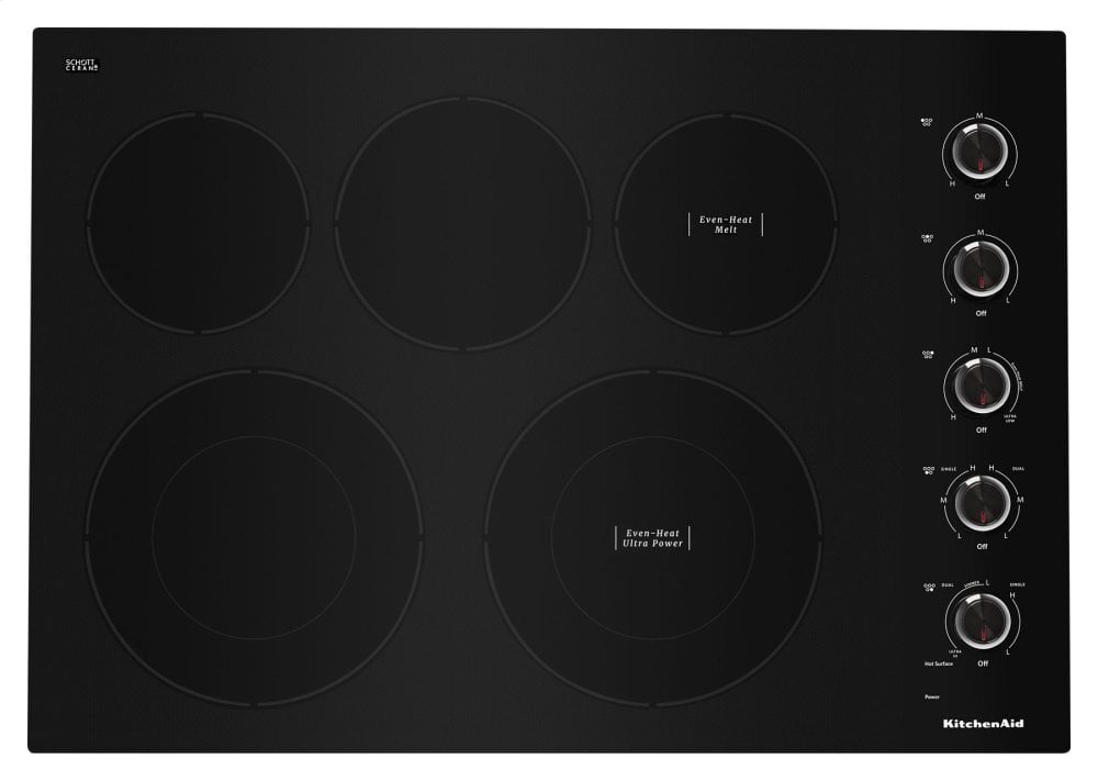 Kitchenaid KCES550HBL 30" Electric Cooktop With 5 Elements And Knob Controls - Black