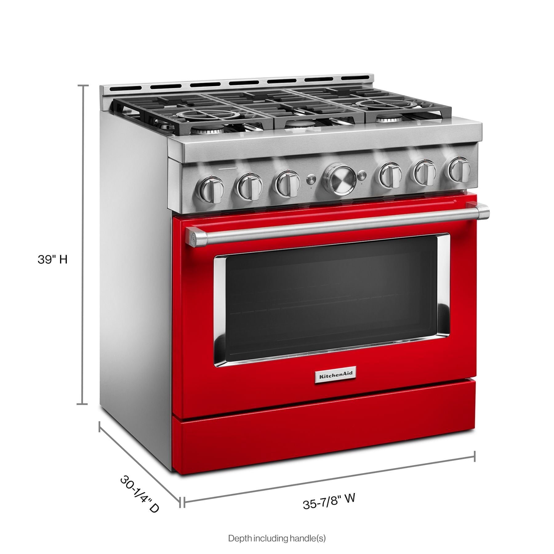 Kitchenaid KFGC506JPA Kitchenaid® 36'' Smart Commercial-Style Gas Range With 6 Burners - Passion Red