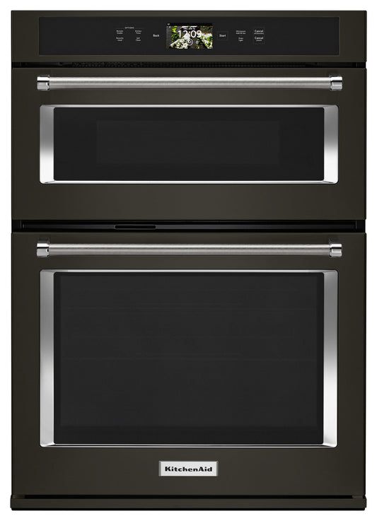 Kitchenaid KOCE900HBS Smart Oven+ 30" Combination Oven With Powered Attachments And Printshield™ Finish - Black Stainless Steel With Printshield™ Finish