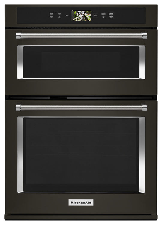 Kitchenaid KOCE900HBS Smart Oven+ 30" Combination Oven With Powered Attachments And Printshield™ Finish - Black Stainless Steel With Printshield™ Finish