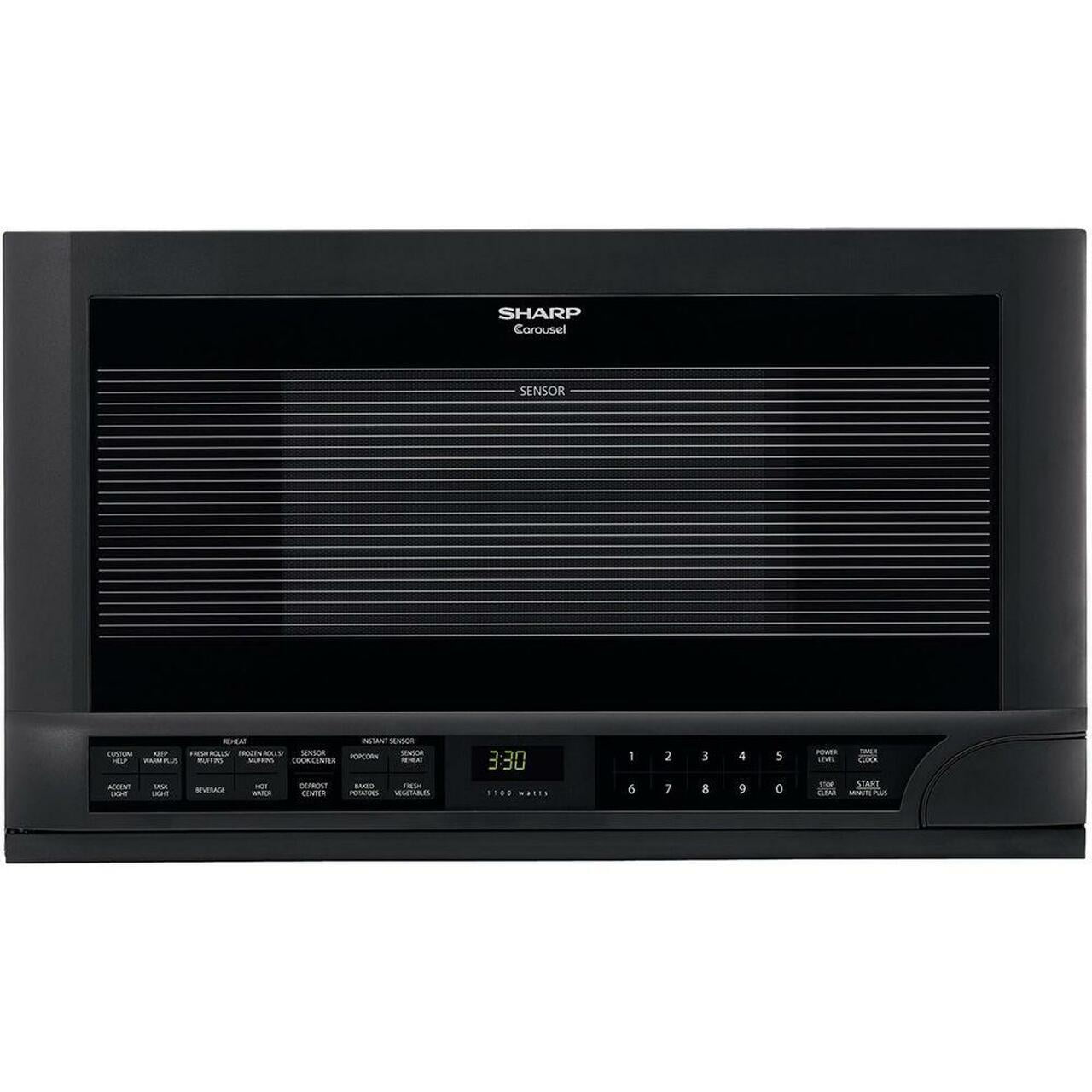 Sharp R1210TY 1.5 Cu. Ft. 1100W Black Sharp Over-The-Counter Carousel Microwave Oven