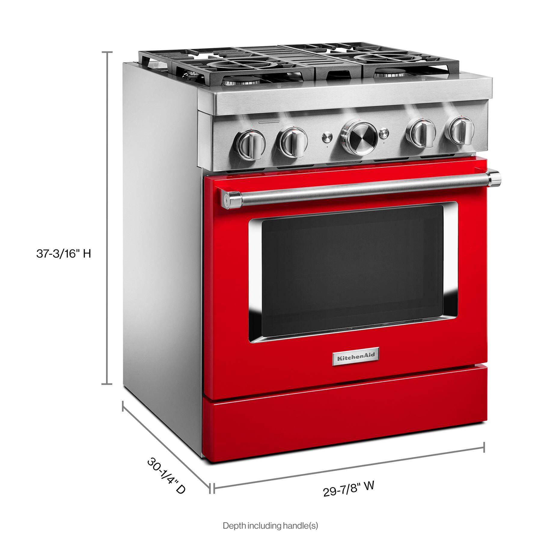 Kitchenaid KFDC500JPA Kitchenaid® 30'' Smart Commercial-Style Dual Fuel Range With 4 Burners - Passion Red