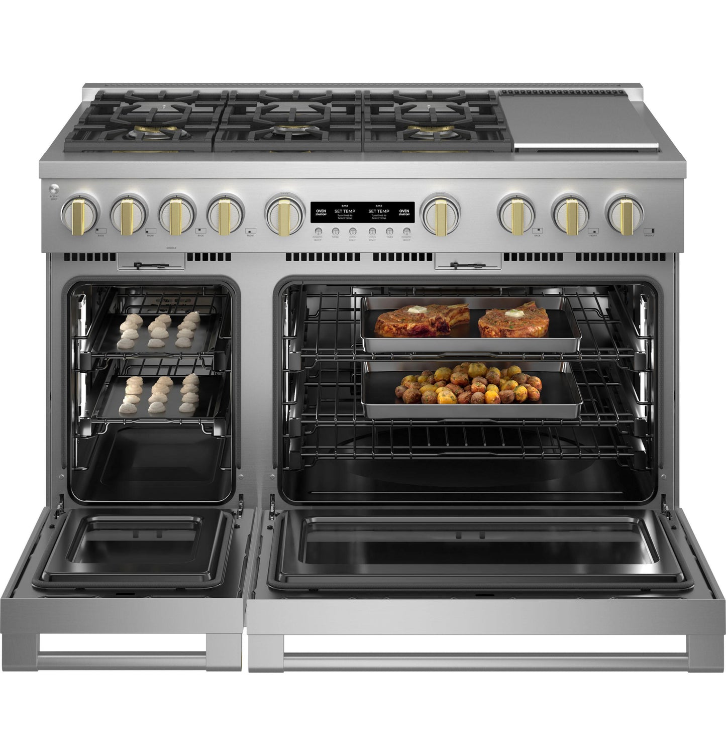 Monogram ZDP486NDTSS Monogram 48" Dual-Fuel Professional Range With 6 Burners And Griddle (Natural Gas)