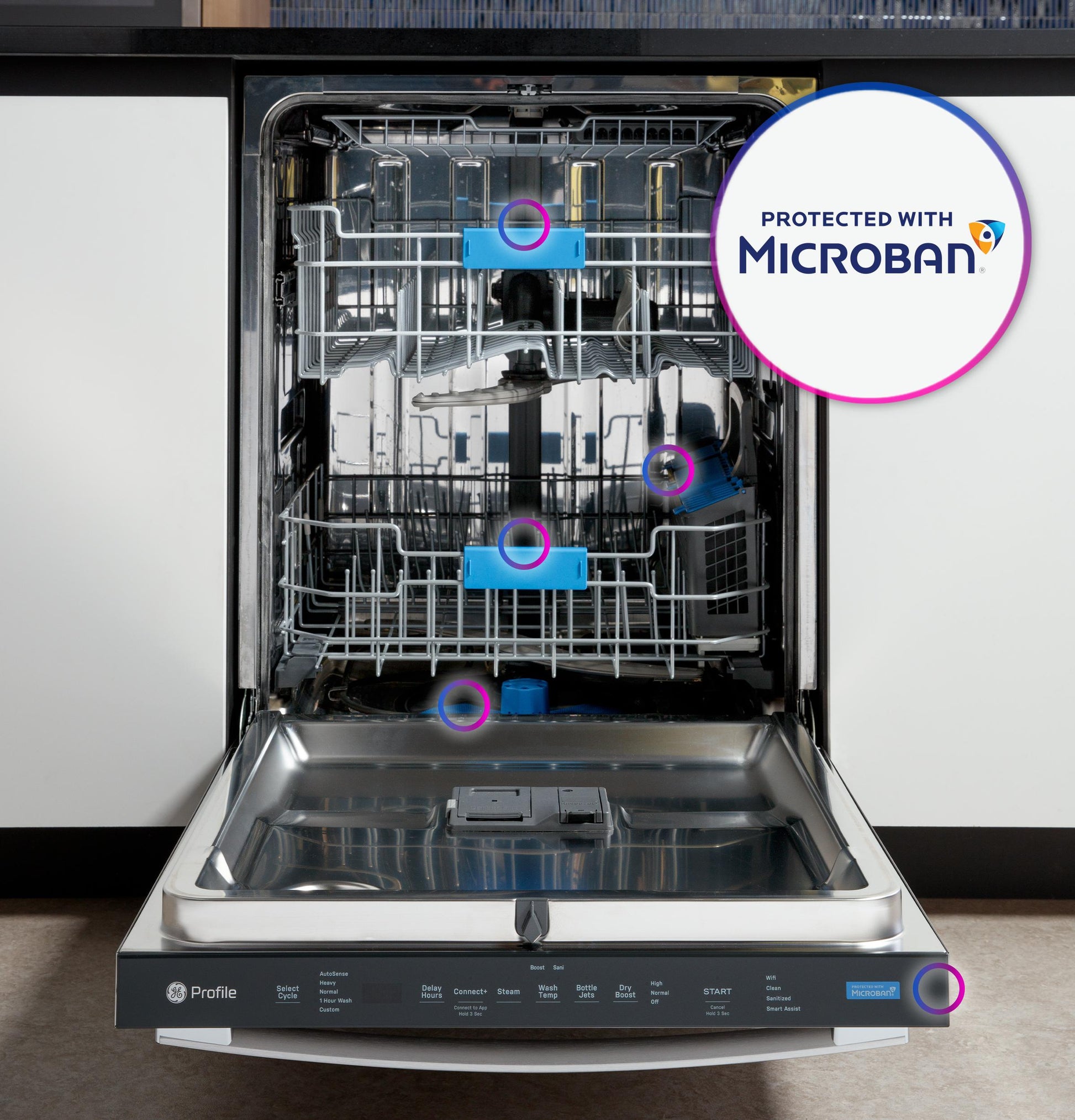Ge Appliances PDT715SYVFS Ge Profile&#8482; Fingerprint Resistant Top Control With Stainless Steel Interior Dishwasher With Microban&#8482; Antimicrobial Protection With Sanitize Cycle