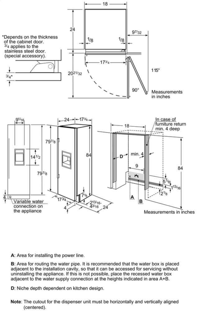 Thermador T18ID900RP 18-Inch Built-In Panel Ready Freezer Column With Ice & Water Dispenser,Right Side Door Swing