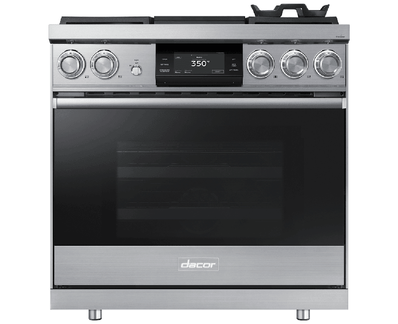 Dacor DOP36M94DAS 36" Pro Dual-Fuel Steam Range, Silver Stainless Steel, Liquid Propane/High Altitude